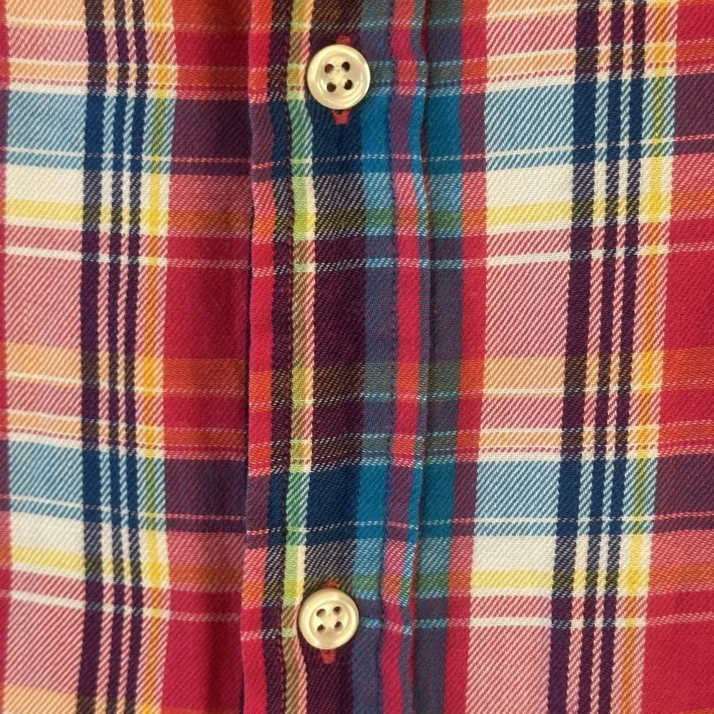 Ralph Lauren Shirt Colorful Pink‎ Plaid Pony Button Up Soft LS Boys Youth Sz 12